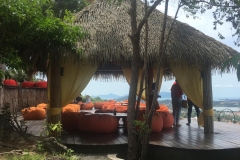 under the cabana