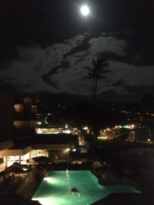 Beautiful night swim with the glow of the full moon ๐